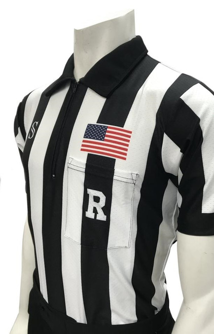 Smitty Official's Apparel Body Flex® Short Sleeve 2 1/4" Stripe Football Referee Shirt with Placket