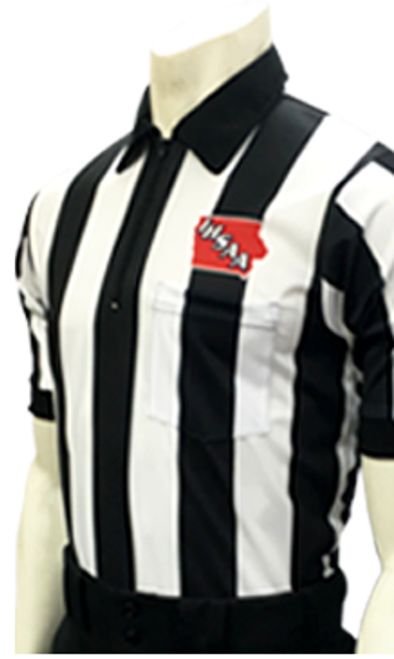 Iowa IHSAA Embroidered 2 1/4" Stripe Ultra Mesh Football Referee Shirt 