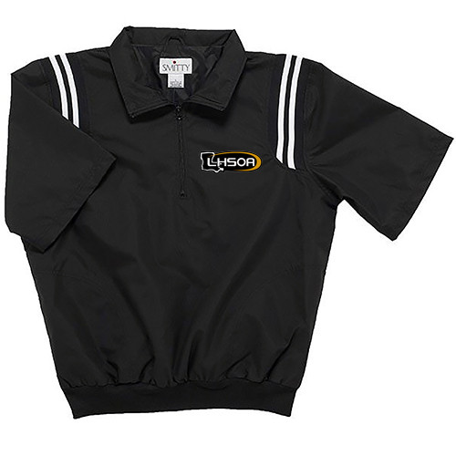 Louisiana LHSOA Black Half Sleeve Umpire Pullover with Black and White Trim