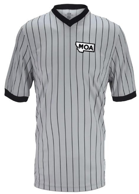 Cliff Keen Montana MOA Grey Pinstripe Mesh Referee Shirt