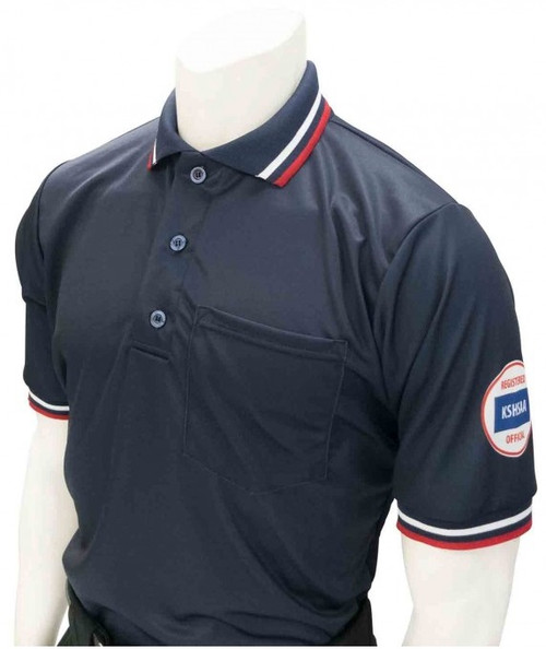 Kansas KSHSAA Navy Dye Sublimated Umpire Shirt With Reverse Flag
