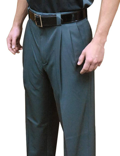 Smitty Official's Apparel Pleated Charcoal Poly/Spandex Combo Umpire Pants with Expander Waistband