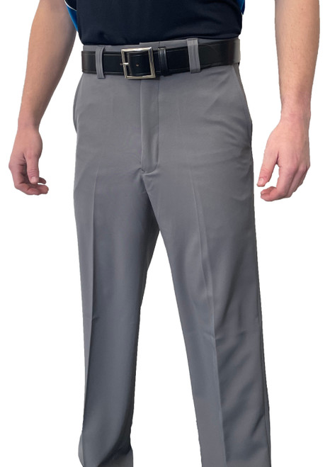 Smitty Performance Poly/Spandex Flat Front Side Seam Pocket Heather Grey Umpire Plate Pants with Expander Waistband