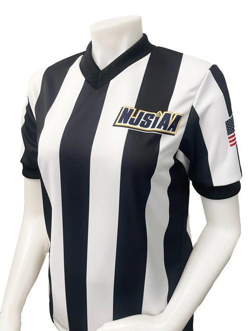New Jersey NJSIAA IAABO Body Flex® Women's 2 1/4" Stripe Basketball Referee Shirt