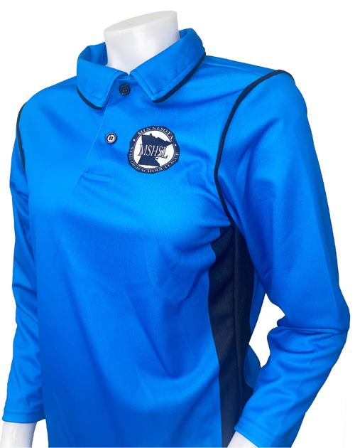 Minnesota MSHSL Women's Long Sleeve Bright Blue Volleyball Referee Shirt