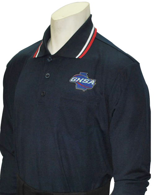 Georgia GHSA Embroidered Long Sleeve Navy Blue Umpire Shirt