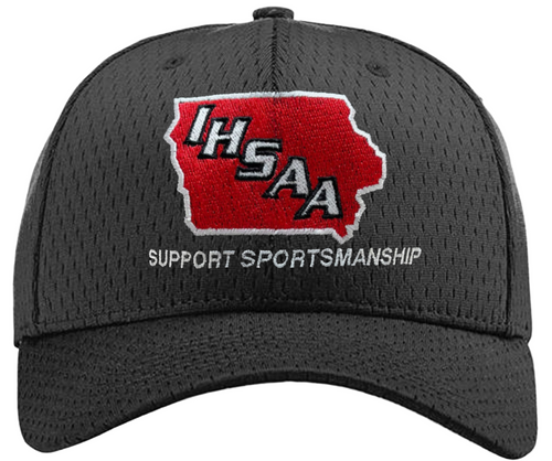 Iowa IHSAA Black Fitted 8-stitch ProMesh Umpire Base Cap