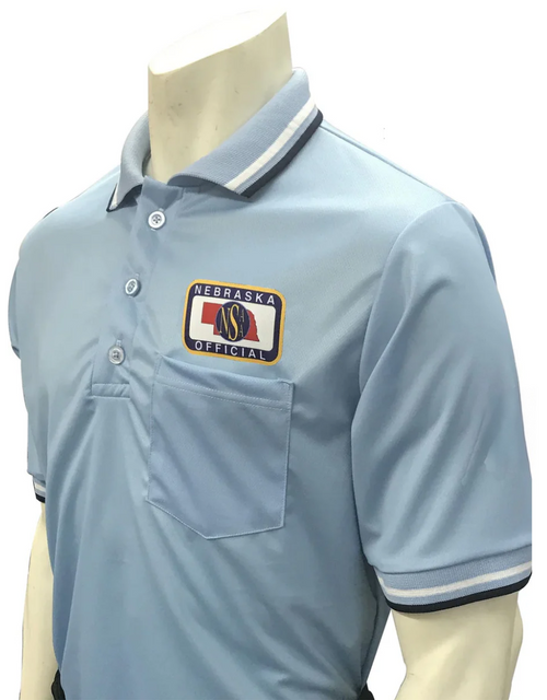 Nebraska NSAA Embroidered Short Sleeve Powder Blue Umpire Shirt