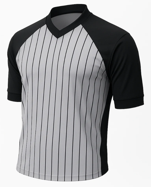Smitty Grey Pin Stripe Body Flex® Referee Shirt Solid Black Sleeves