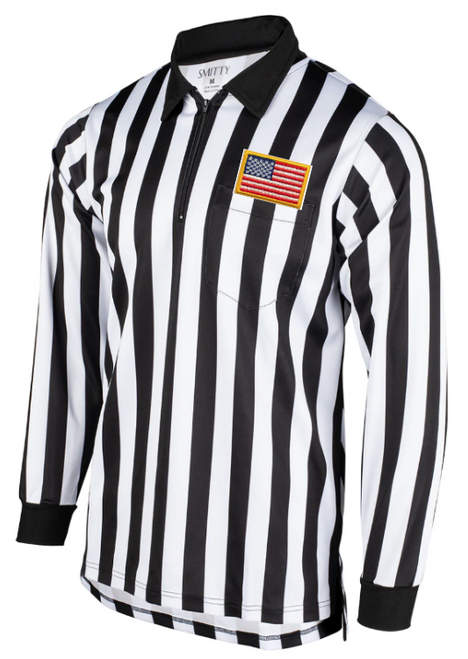 Smitty Long Sleeve Lacrosse Referee Shirt with Embroidered Gold Border Flag