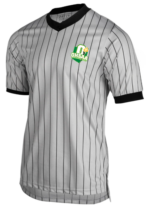 Ohio OHSAA Cliff Keen Grey Pinstripe Ultra Mesh Wrestling Referee Shirt