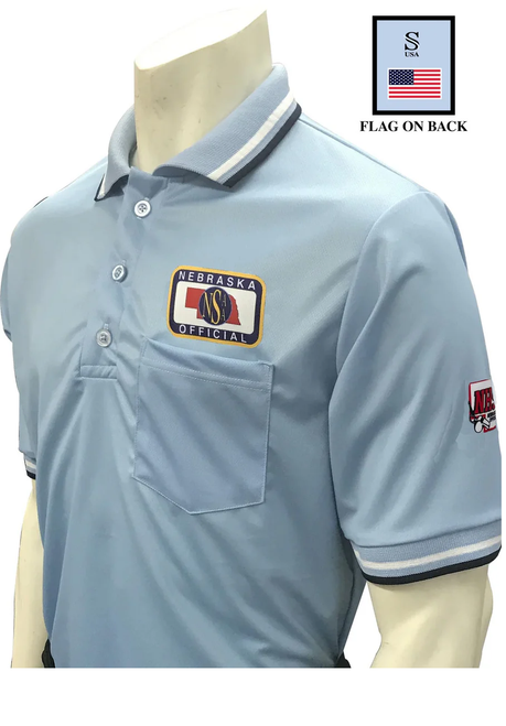Nebraska NSAA Dye Sublimated Short Sleeve Powder Blue Umpire Shirt