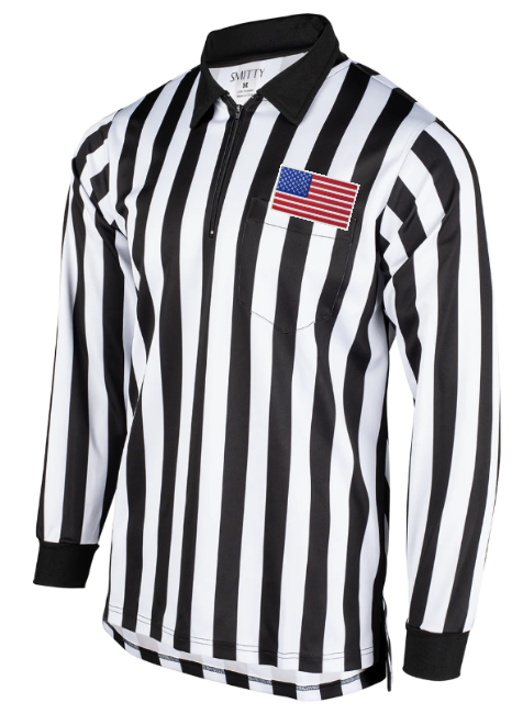 Smitty Long Sleeve Football/Lacrosse Referee Shirt with Embroidered White Border Flag