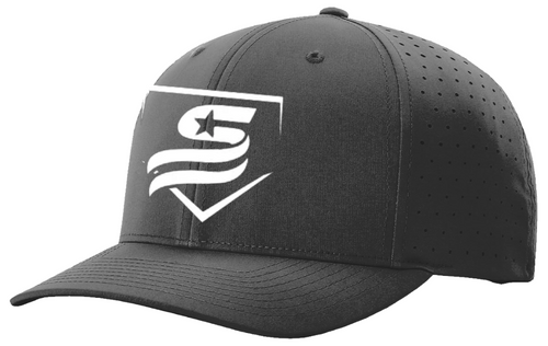 USSSA Black Ignite LT Laser Performance Umpire Cap White Logo