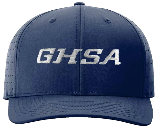 Georgia GHSA Navy Ignite LT Laser Performance 8-stitch Umpire Cap White Logo