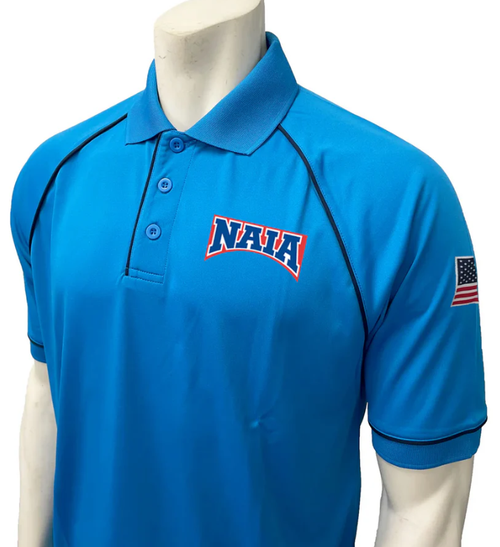 NAIA Men's Embroidered Bright Blue Short Sleeve Volleyball Referee Shirt