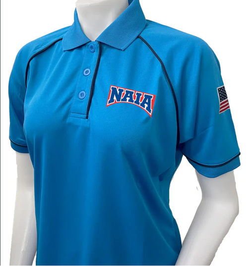 NAIA Women's Embroidered Bright Blue Short Sleeve Volleyball Referee Shirt