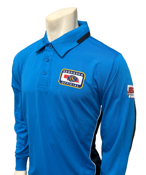 Nebraska NHSOA Men's Bright Blue Short Sleeve Body Flex® Umpire Shirt