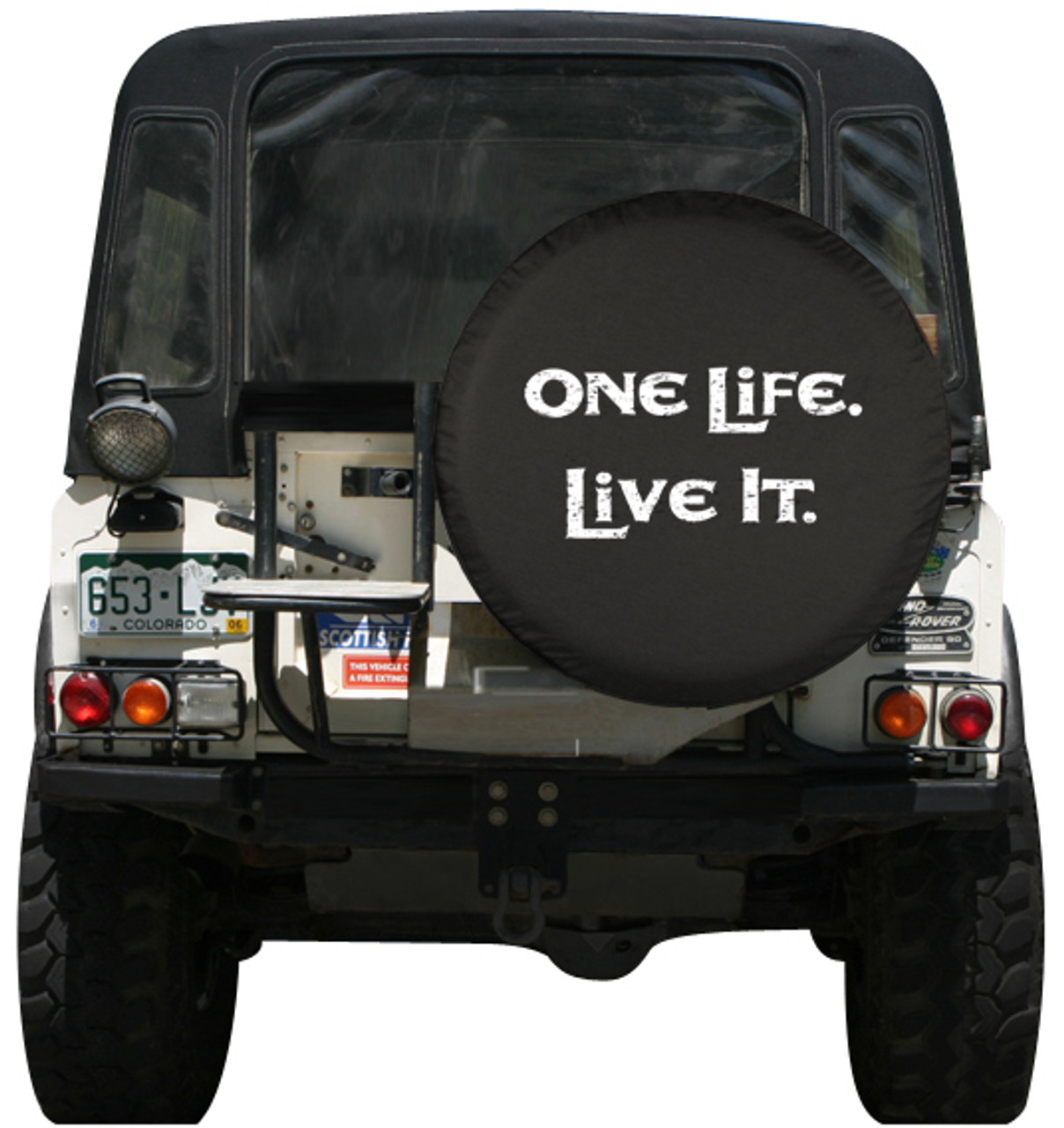 Jeep Wrangler JK 30" One Life Live It Spare Tire Cover Made in The USA - 3
