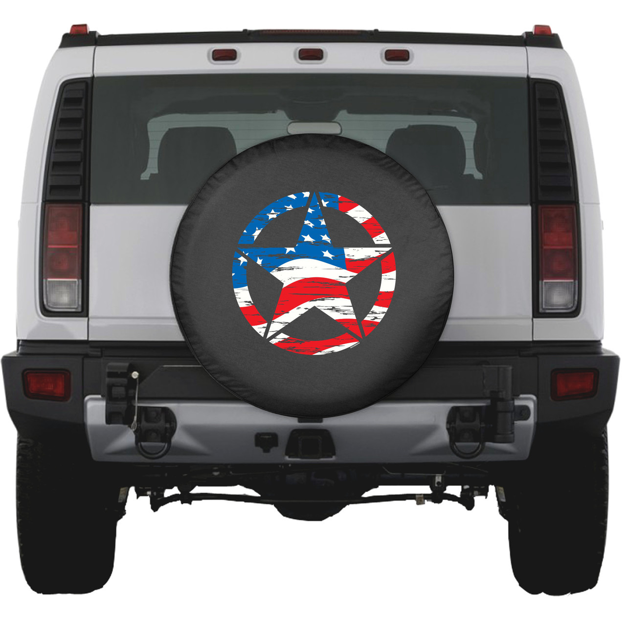 Boomerang Jeep Tire Cover with Distressed American Flag