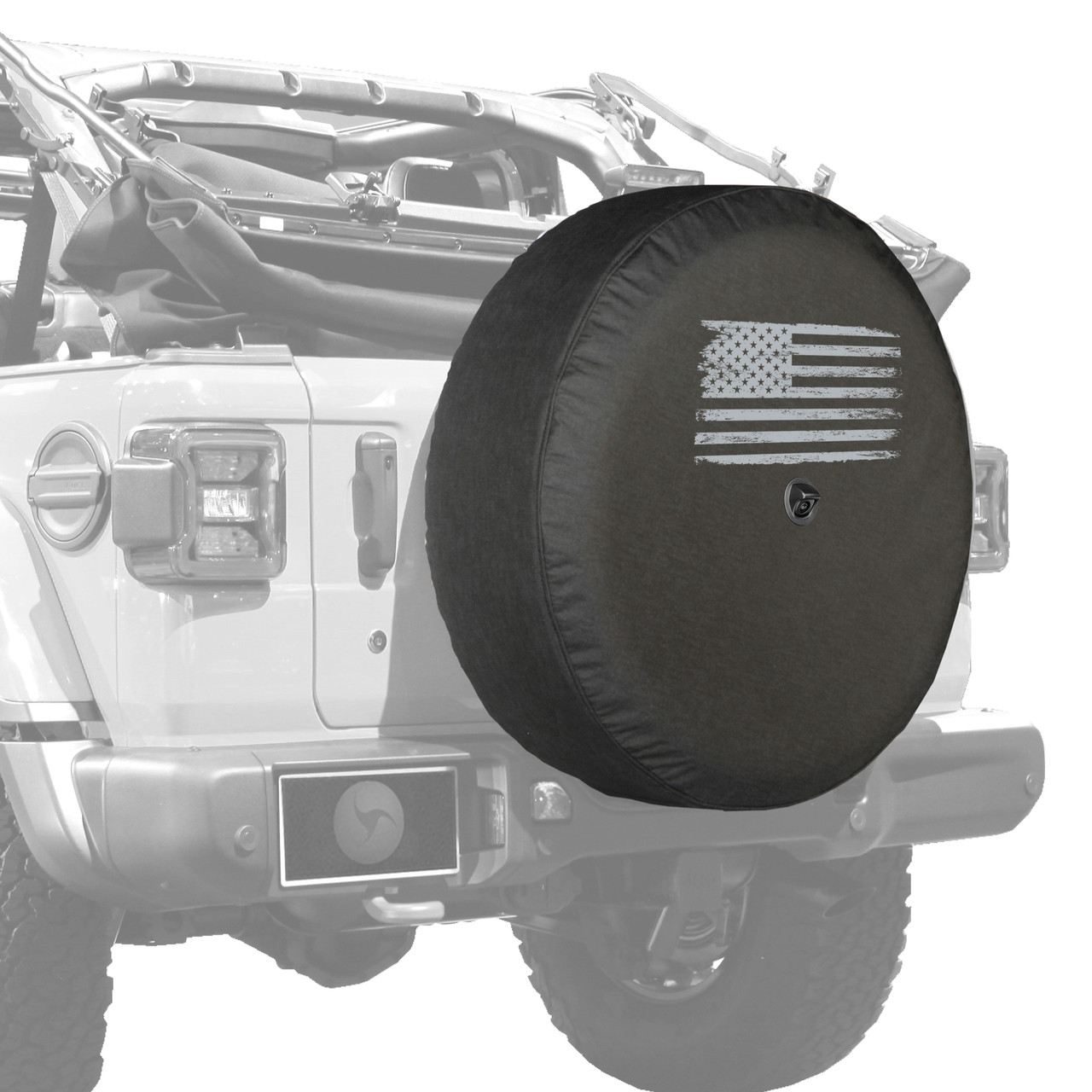 Boomerang Silver Distressed Flag Soft Tire Cover Jeep Wrangler JL (w/ back-up  camera) (18-22)