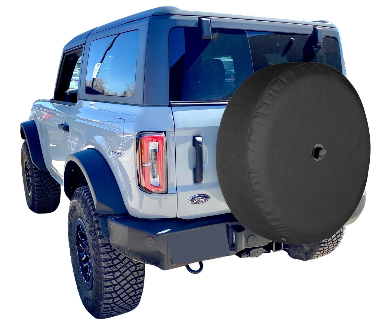 Sturdy Bronco Spare Tire Cover with Camera Hole Boomerang