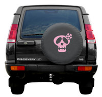Soft Spare Tire Cover with Pink Girly Skull Print (26-35 inch)