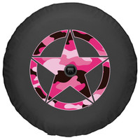 Jeep Wrangler JL (18-26) Soft Spare Tire Cover - Distressed Star (Pink Camo)