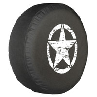 Jeep Wrangler JK (07-18) Soft Spare Tire Cover - Distressed Star (White)