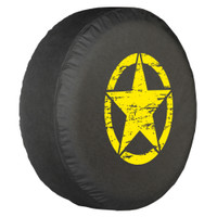 Jeep Wrangler JK (07-18) Soft Spare Tire Cover - Distressed Star (Yellow)