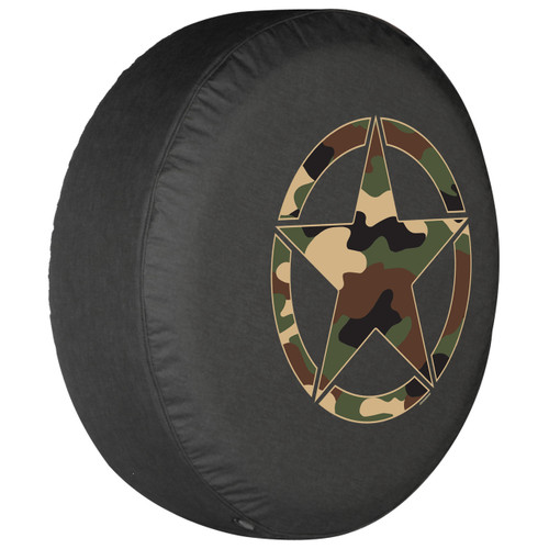 Soft Spare Tire Cover - Camo Green Distressed Star Print (26-35 inch)