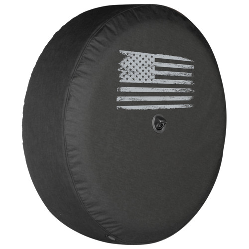 Boomerang - Silver Distressed Flag - Soft Tire Cover - Jeep Wrangler JL (w/  back-up camera) (18-22)