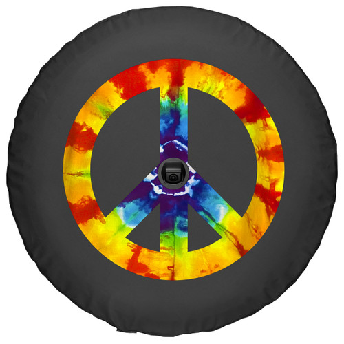 Jeep Wrangler JL Tire Cover (with Back-up Camera Hood) - Tie Dye Peace Sign