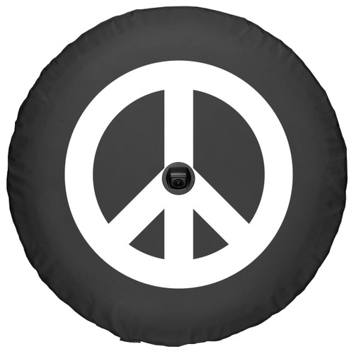 Boomerang White Peace Sign Soft Tire Cover Jeep Wrangler JL (w