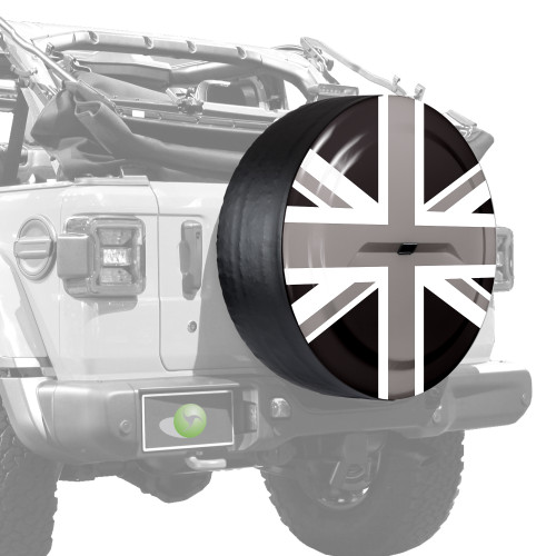 Boomerang Rigid Tire Cover - Black Out Union Jack - Jeep Wrangler JL