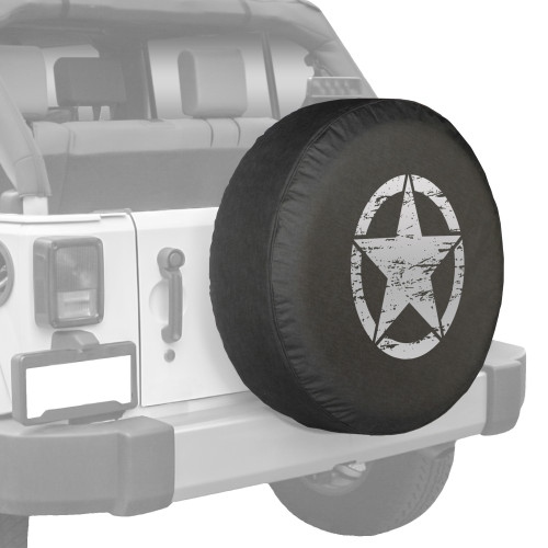 Jeep Wrangler JK (07-18) Soft Tire Cover - Distressed Star (Silver)