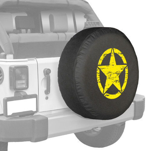Jeep Wrangler JK (07-18) Soft Tire Cover - Distressed Star (Yellow)