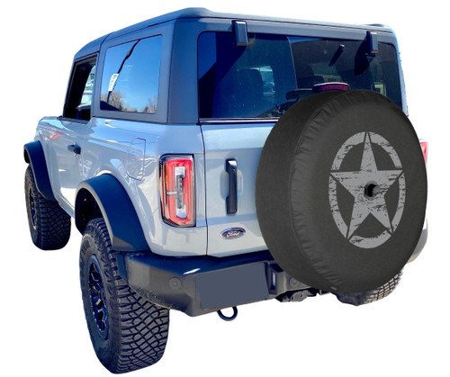 Ford Bronco (21-24) Soft Tire Cover - Oscar Mike Star (Silver)