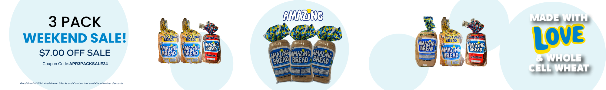 3 pack sale at Jims Amazing Bread banner