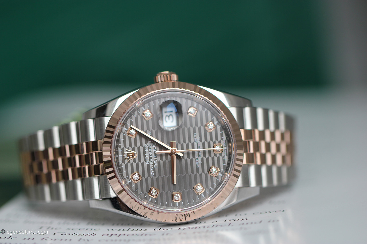 Pre-Owned 2024 Rolex Datejust 36 watch Steel and Everose Gold with Dial in  Slate fluted-motif