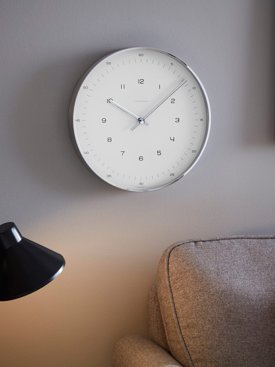 Junghans Wall Clock 36/7604.70 | Satin Aluminum Quartz | Bauhaus