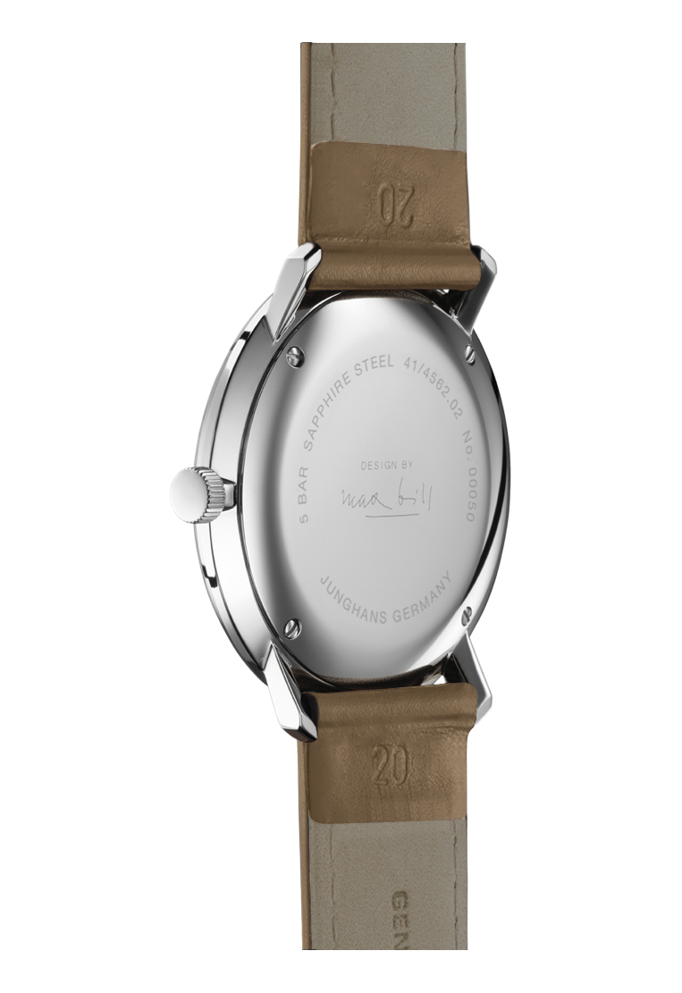 Junghans max billクォーツ 041 4463 02 純正革ベルト Junghans Max Bill Quartz 41/4562.02 | Silver Numeral Dial