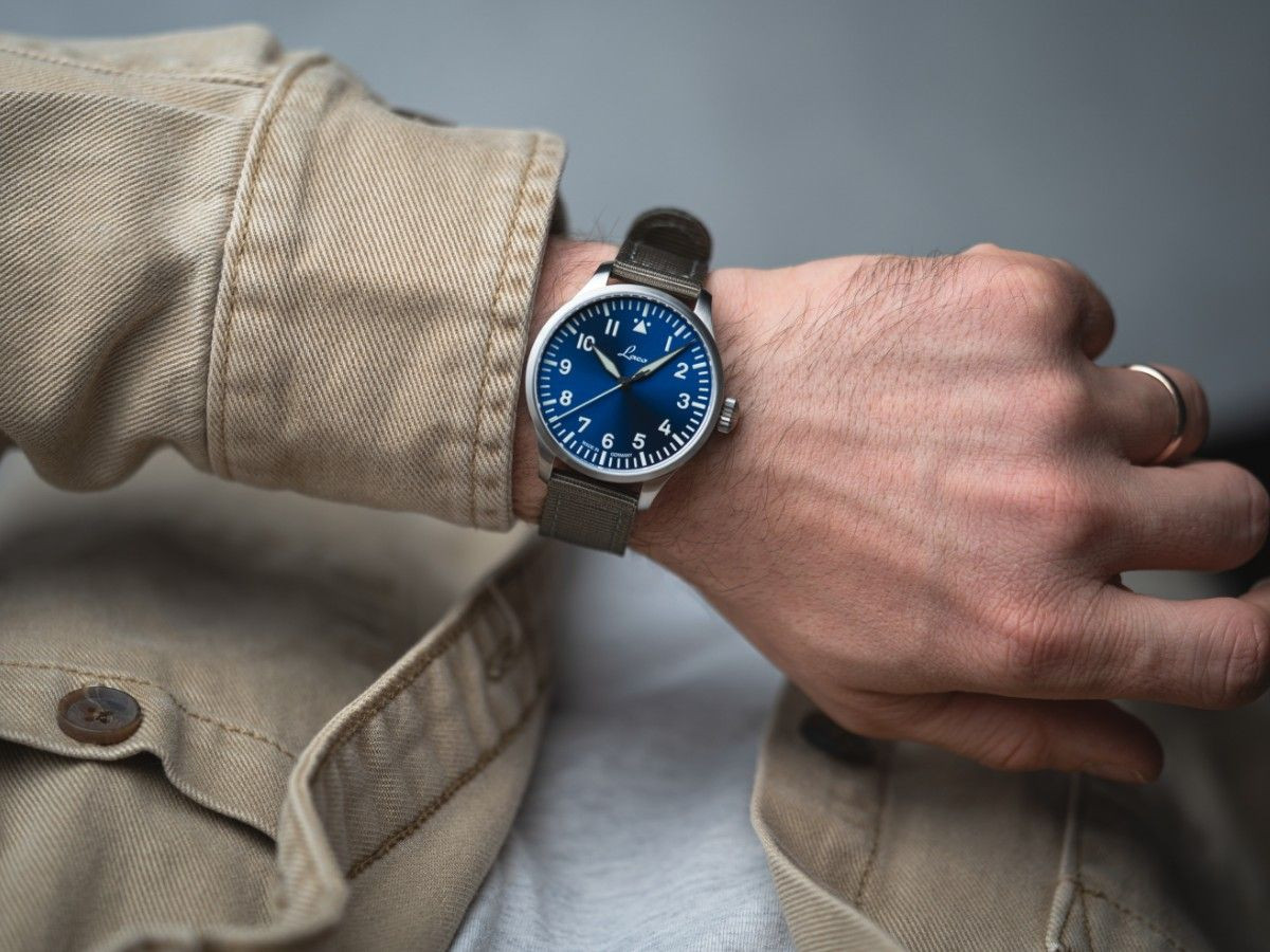 Laco 42mm pilot watch on wrist