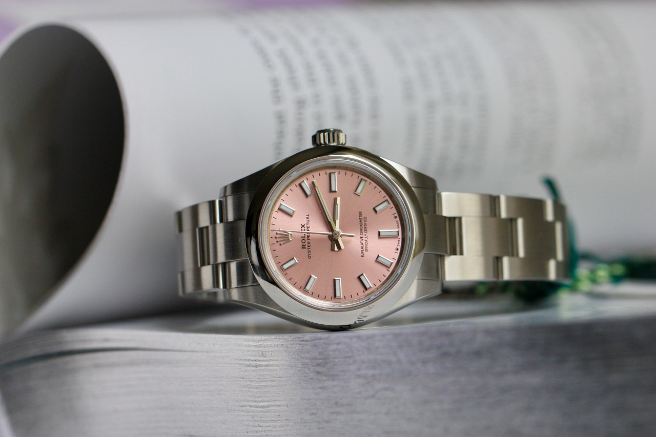 For Sale ladies pink dial steel oyster Rolex