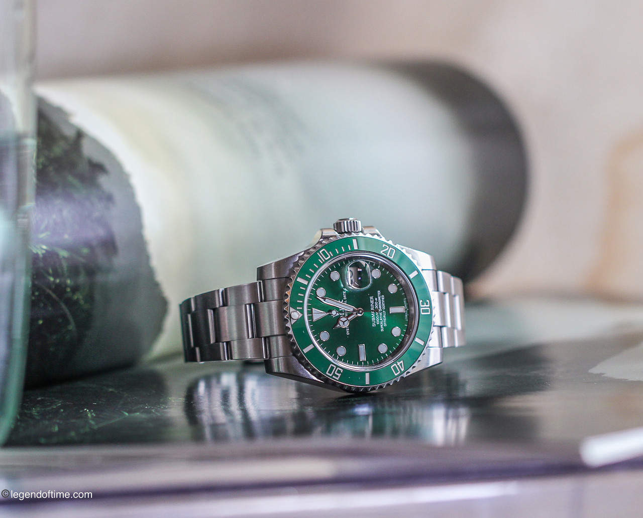 Rolex 116610LV Stainless Steel Submariner Hulk 40mm Green Dial Green C –  Monica Jewelers