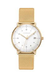 Junghans Max Bill Damen Quartz Ref. 47/7452.46 | 32.7 mm | Matte White Dial with Gold-Tone Hands & Mesh Bracelet