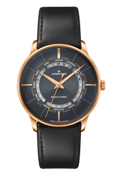 Junghans Meister Worldtimer Ref. 27/5013.01 | 40.4 mm | Matte Anthracite/Sunray Grey Dial | Leather Strap