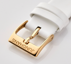 Junghans Max Bill Damen Quartz Ref. 47/7451.02 | 32.7 mm | White Dial | Yellow Gold PVD Case | White Leather Strap