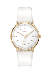 Junghans Max Bill Damen Quartz Ref. 47/7451.02 | 32.7 mm | White Dial | Yellow Gold PVD Case | White Leather Strap