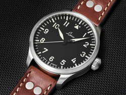 PILOT WATCH BASIC AUGSBURG 42 Automatic German Black Dial Brown Strap